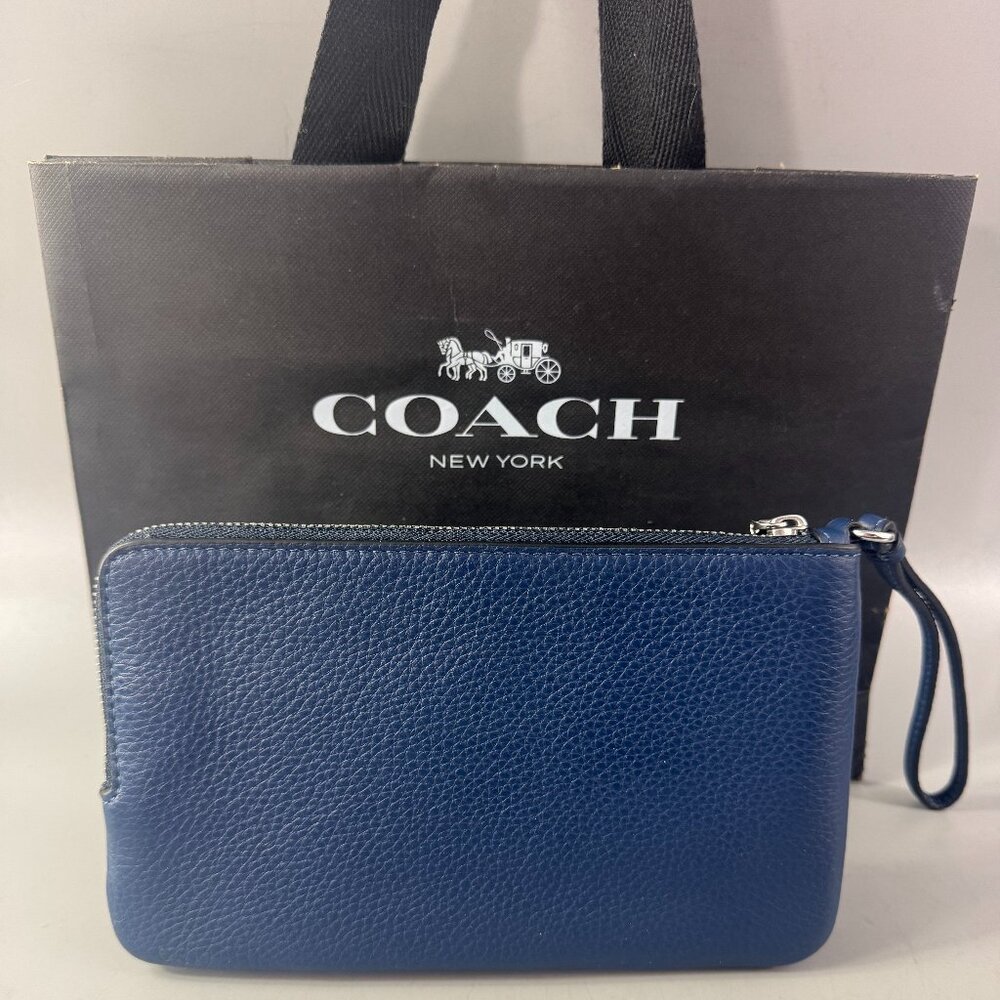 NWOT Coach # M2481 Women's Double Zip Wristlet Wallet in Denim (Blue) - Picture 6 of 15